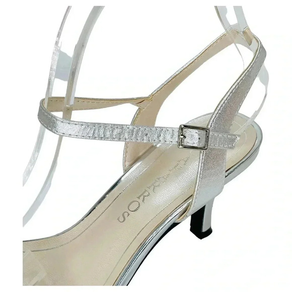 Caparros Womens Heels 7.5M Quirin Silver Faux Leather Rhinestone Slingback - Picture 6 of 12